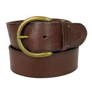 Frye Womens Brown Leather Belt With Brass Buckle Size Large